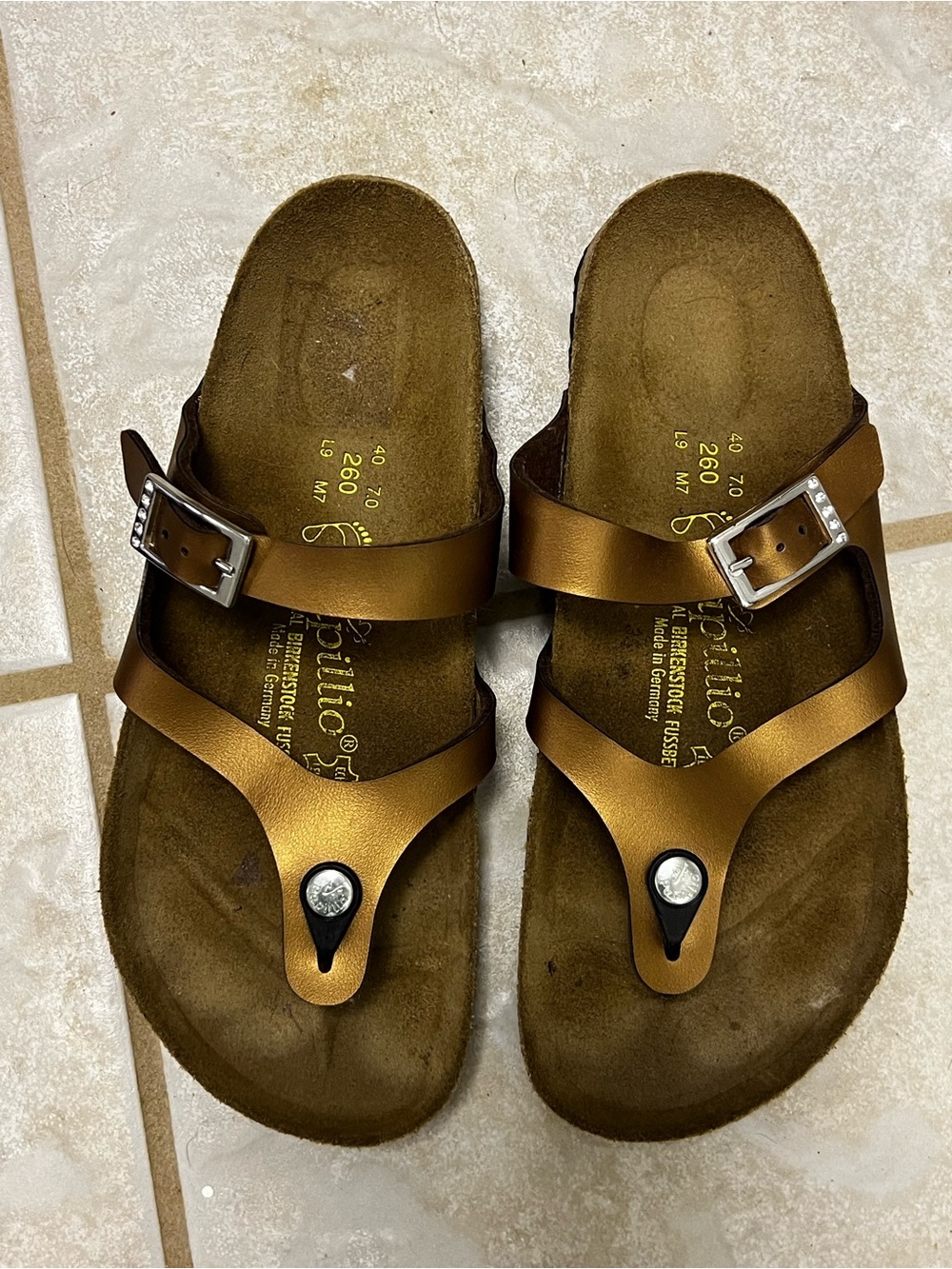 Birkenstock Metallic Bronze Thong Sandals